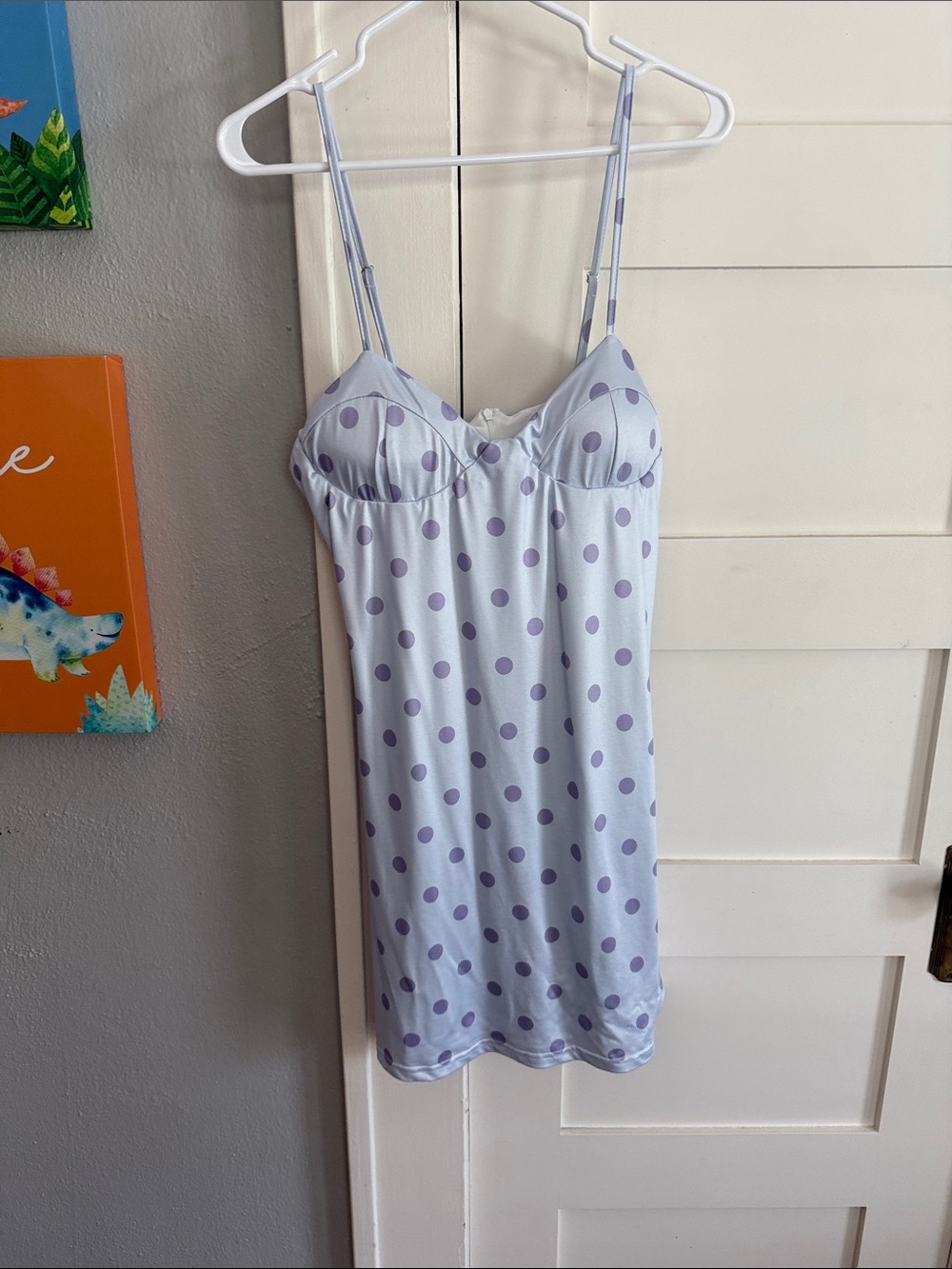 SHEIN Light Lavender Polka Dot Slip Dress